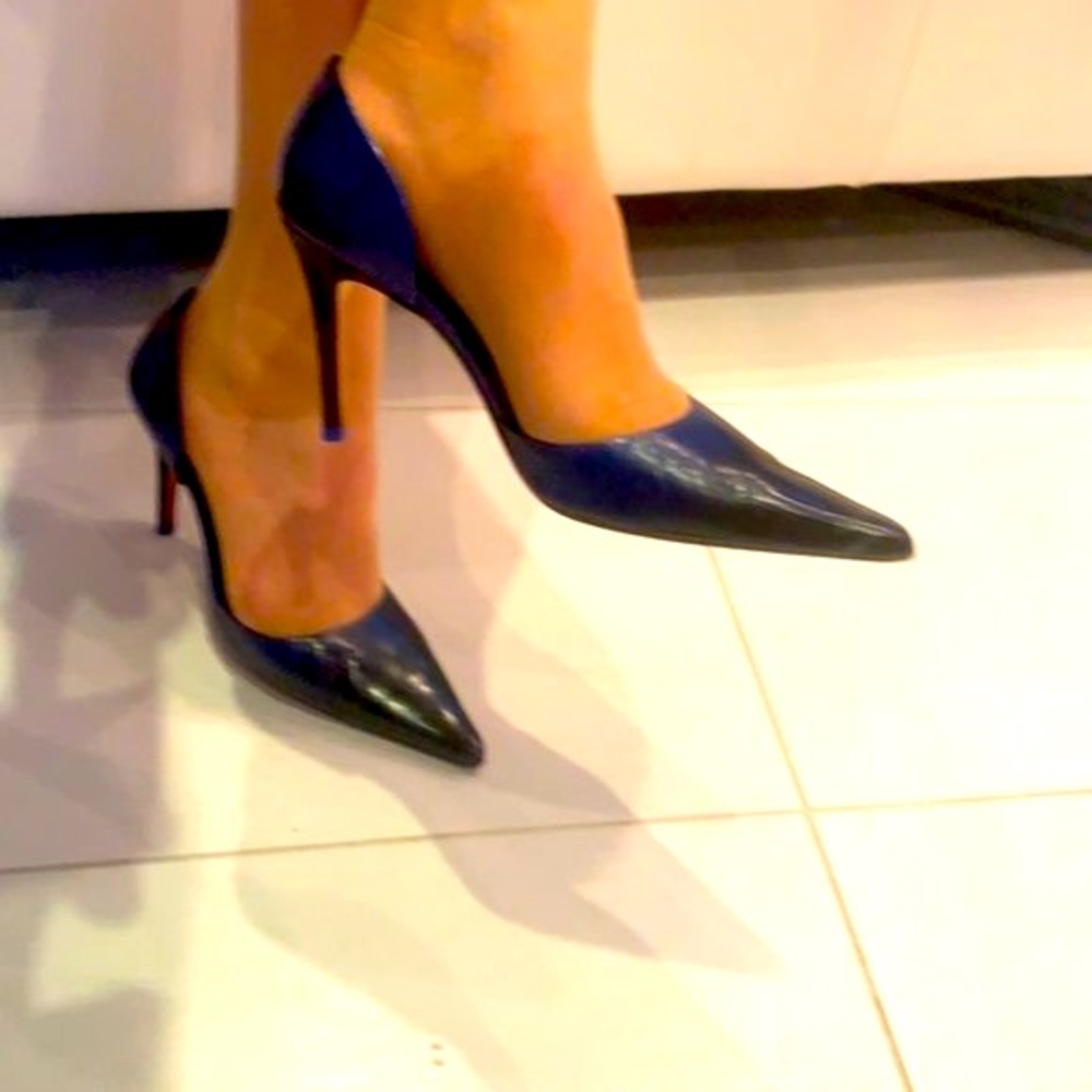 🌸VTG Claudina Chic 💯% Leather Ombré Black/Blue Pumps
